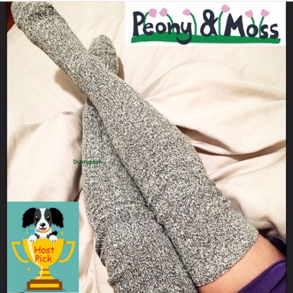 Peony and Moss Marled Thigh High Sock Boot Over Knee Anthropologie Yoga Cozy Bed